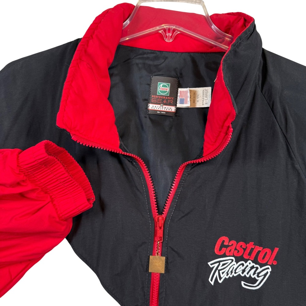 Castrol Racing Windbreaker Jacket Mens XL Colorblock Vintage 90s Made In USA